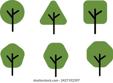  Tree Flat Design Collection, Tree Flat Design, Tree Collection, Simple Trees vector Illustration