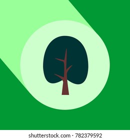 Tree flat design icon with long shadow. Vector Illustration isolated for graphic and web design.
