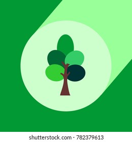 Tree flat design icon with long shadow. Vector Illustration isolated for graphic and web design.