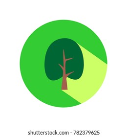 Tree flat design icon with long shadow. Vector Illustration isolated for graphic and web design.
