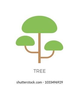 Tree in a Flat Design. Isolated on White Background. Vector Icon.
