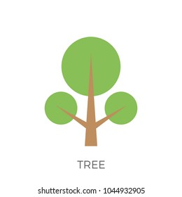 Tree in a Flat Design. Isolated on White Background. Vector Icon.