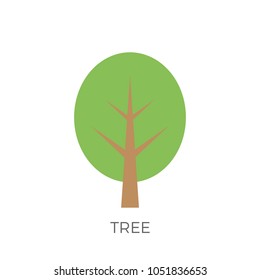 Tree in a Flat Design. Isolated on White Background. Vector Icon.