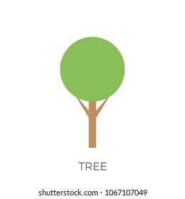 Tree in a Flat Design. Isolated on White Background. Vector Icon.