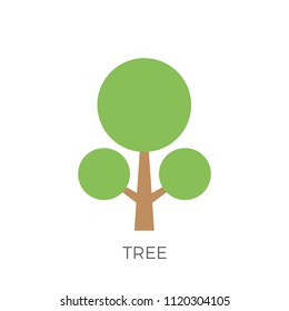 Tree in a Flat Design. Isolated on White Background. Vector Icon.