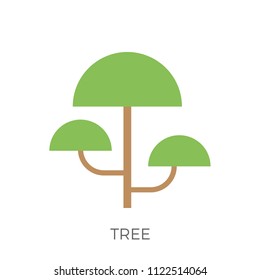 Tree in a Flat Design. Isolated on White Background. Vector Icon.