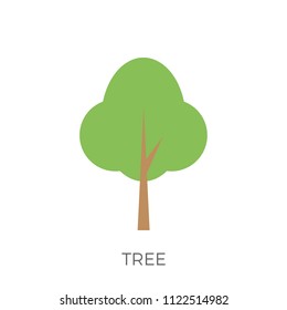 Tree in a Flat Design. Isolated on White Background. Vector Icon.