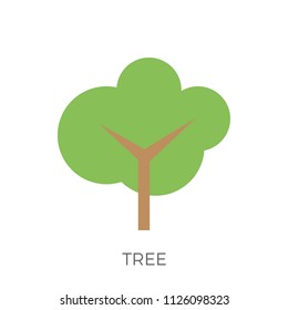 Tree in a Flat Design. Isolated on White Background. Vector Icon.
