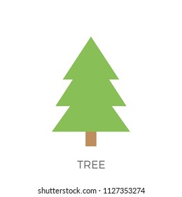 Tree in a Flat Design. Isolated on White Background. Vector Icon.