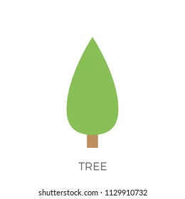 Tree in a Flat Design. Isolated on White Background. Vector Icon.
