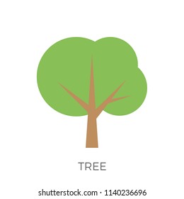 Tree in a Flat Design. Isolated on White Background. Vector Icon.