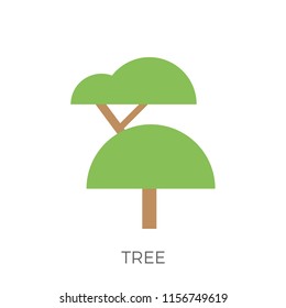 Tree in a Flat Design. Isolated on White Background. Vector Icon.