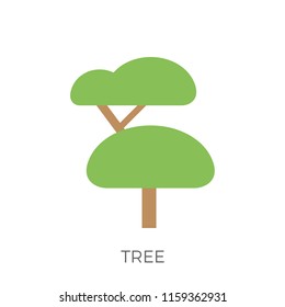 Tree in a Flat Design. Isolated on White Background. Vector Icon.