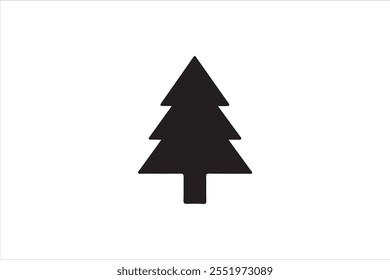 tree flat icon. fir tree, flowers black vector collection isolated on white transparent background.