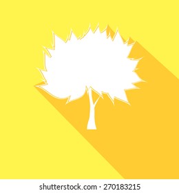 Tree flat icon. Modern flat icons vector collection with long shadow effect in stylish colors of web design objects. Trendy Flat Style. Isolated on yellow background. Flat design. Vector EPS 10.