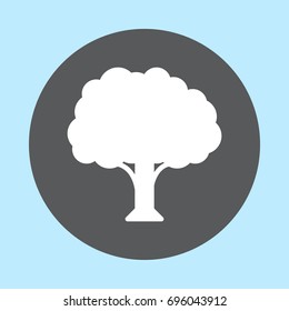 Tree flat icon, round button, circular vector sign. Flat style design white pictogram