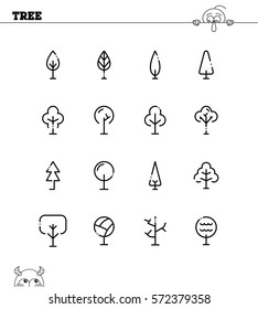 Tree flat icon set. Collection of high quality outline symbols for web design, mobile app. Tree vector thin line icons or logo.