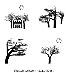 Tree Flat Icon Set Isolated On White Background