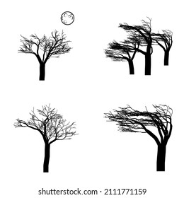Tree Flat Icon Set Isolated On White Background