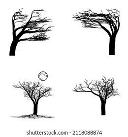 Tree Flat Icon Set Isolated On White Background