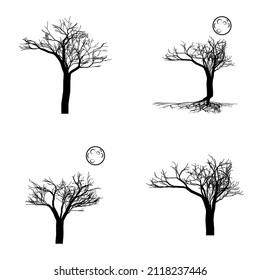 Tree Flat Icon Set Isolated On White Background