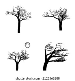 Tree Flat Icon Set Isolated On White Background