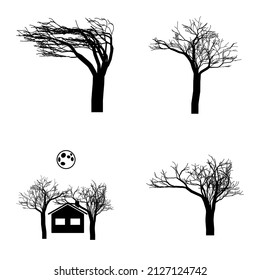 Tree Flat Icon Set Isolated On White Background