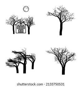 Tree Flat Icon Set Isolated On White Background