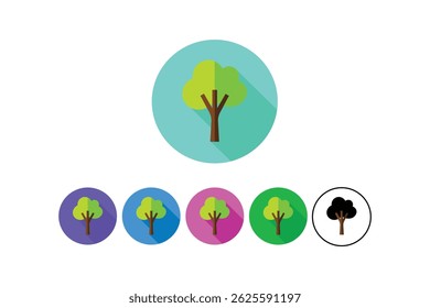 Tree flat icons in circular shapes for eco projects, tree flat icon, eco friendly tree icon, green tree vector