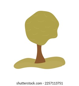 Tree in flat style. Childish tree illustration isolated on white background. Tree vector illustration