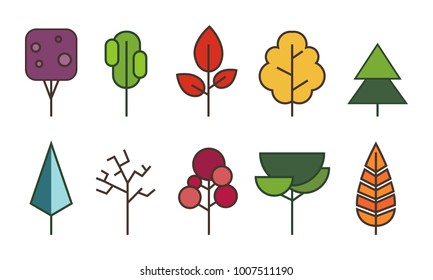 Tree flat style on white background color vector illustrator.