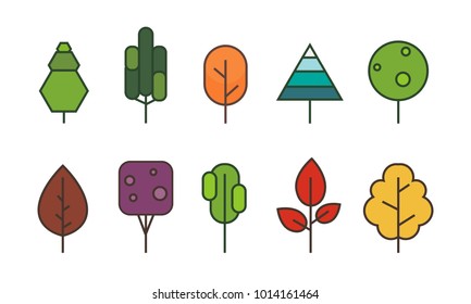 Tree flat style on white background color vector illustration