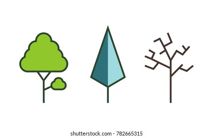 Tree flat style on white background color vector illustrator.