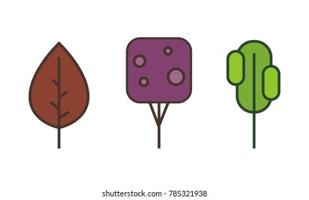 Tree flat style on white background color vector illustrator.
