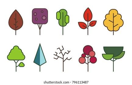 Tree flat style on white background color vector illustration
