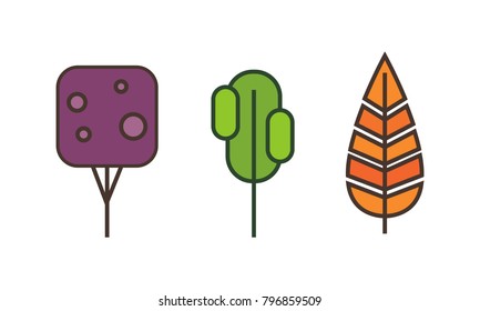 Tree flat style on white background color vector illustrator.