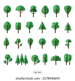 Flaticón de árbol, conjunto de 24 imágenes, ideal para la ilustración de diseño gráfico.