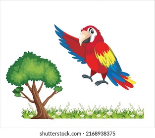 Tree, Flower and Colorful Natural view vector