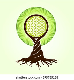tree flower of life buddhism vector illustration