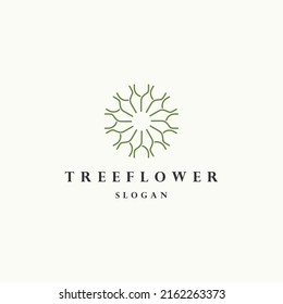 Tree flower logo icon design template vector illustration