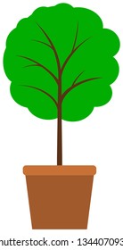 Tree in flower pot icon. Vector illustration.