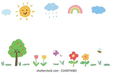 Tree Flower Sun Cloud Illustration