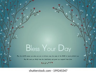 Tree with flower vector tunnel with massage bless your day.