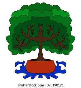 tree in a flowerpot. vector illustration