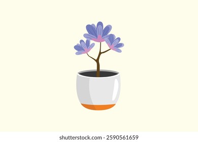 Tree and flowers concept. Colored flat vector illustration isolated