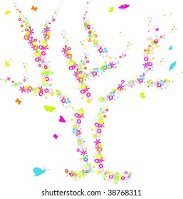 tree and flowers illustration 2