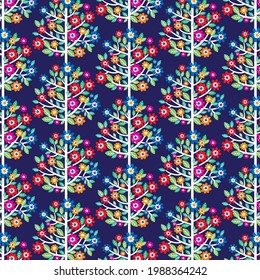 A tree in flowers, a pattern. Children's illustration.