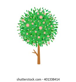 Tree with flowers. Spring tree vector illustration