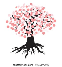 tree with flowers, vector artwork 