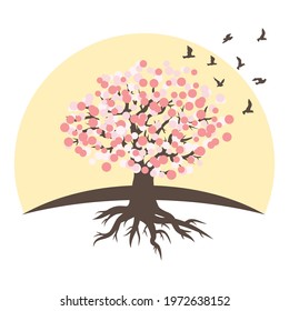 tree with flowers, vector artwork 